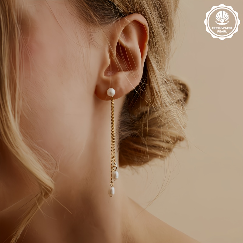 Natural Tassel Earrings, Elegant Three-Strand Design